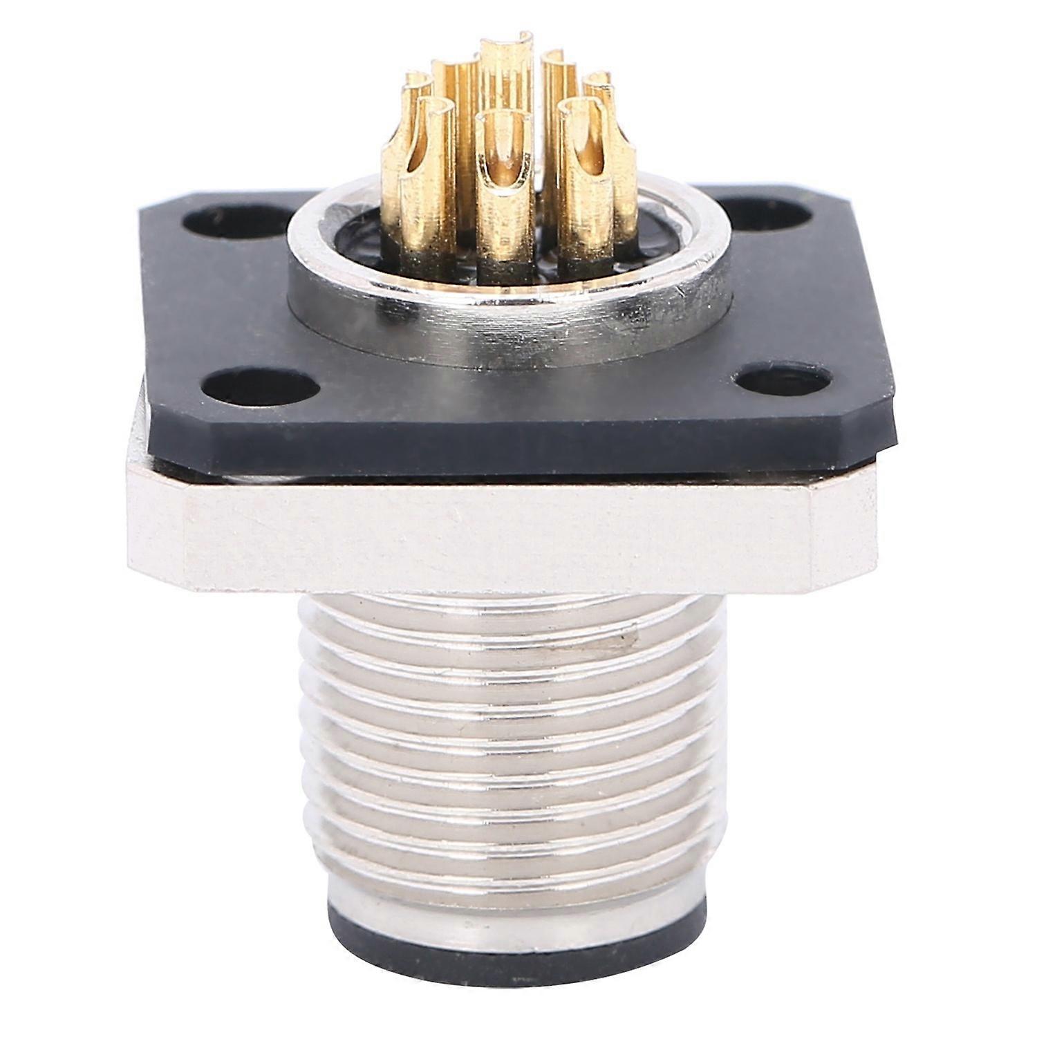 Waterproof Connector 8 Pin Square Flange M12 Thread Cable Aviation Socket M12HP8