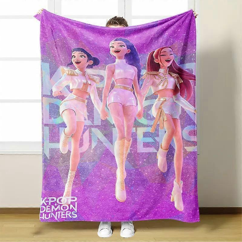Kpop Demon Hunters Starry Flannel Plush Blanket, Cozy Soft Warm Throw for Sofa Couch Bed Travel Festivals
