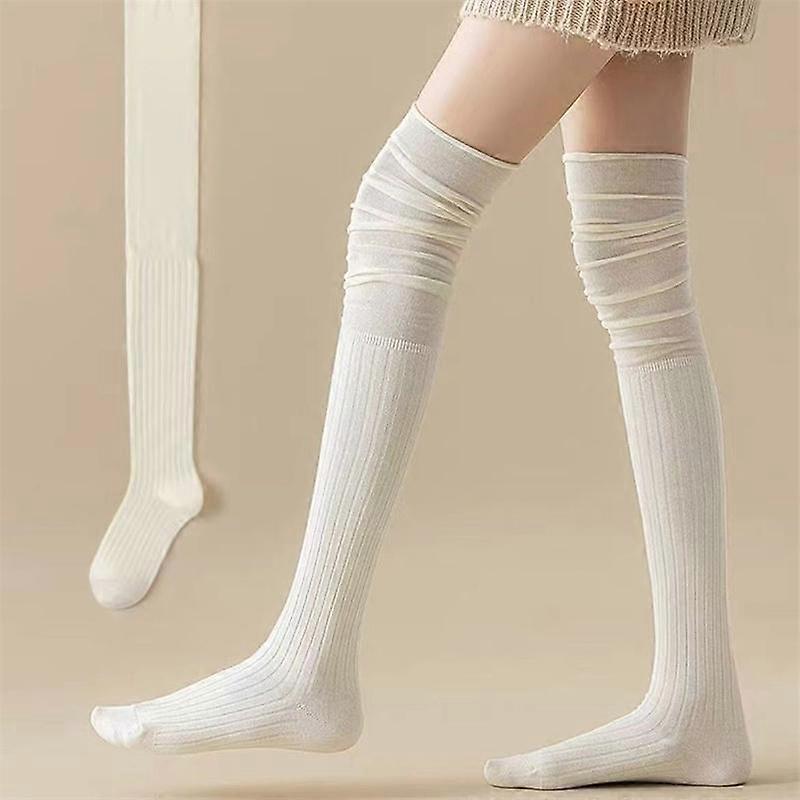 1/3/5Pairs Knee High Socks Thin Long Stacked Socks Women's High Solid Colour Patchwork Socks High Elasticity Stockings