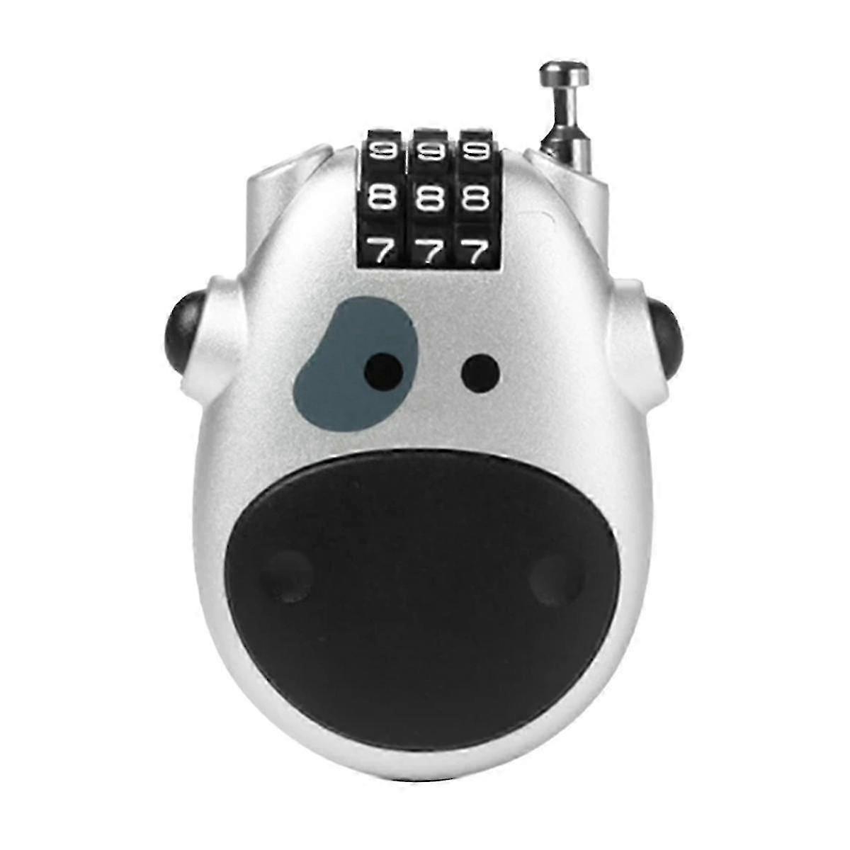 Retractable Steel Cable Cartoon Cow Lock with Coded Password Accessory