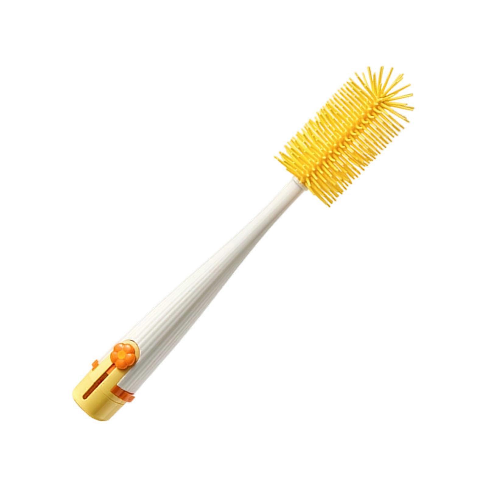 Multifunctional Long Handle Bottle Brush With Double Cleaning Head For Stubborn Stain And Narrow Gaps  Cream white