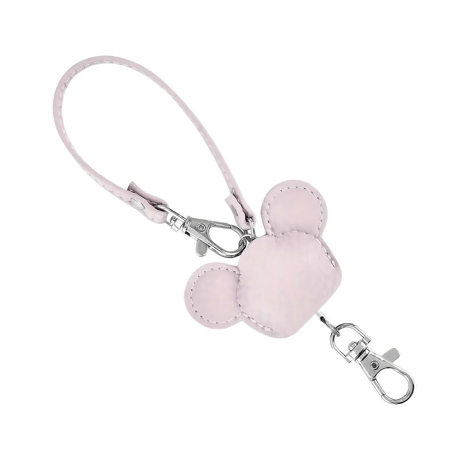 Flexible Mouse Keychain PU Leather Key Holder Hanging Ornament With Extendable Cord For Commuting Campus Use  Purple