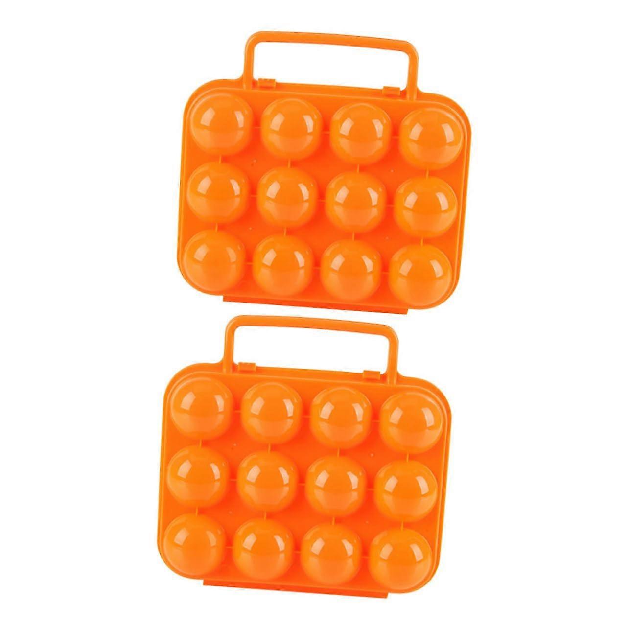 Egg Carrier TwoPack Portable Plastic Egg Storage Box With Shockproof Lock For Travel Camping And Fridge Orange