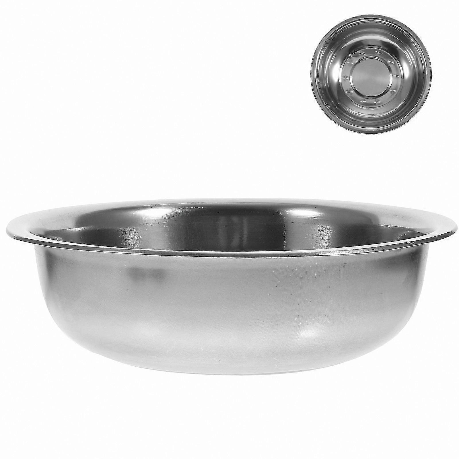 1pc Kitchen Mixing Bowl for Soup, Flour, and Vegetable Washing (Silver)