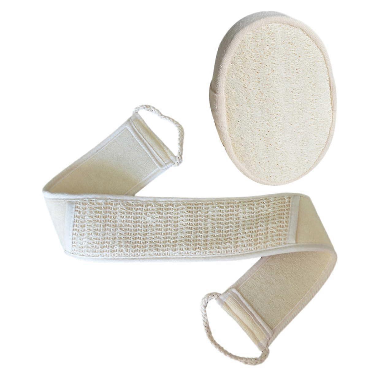 Natural Loofah Bath Kit with Exfoliating Towel and Long Back Scrubber for Deep Cleaning and Callus Removal