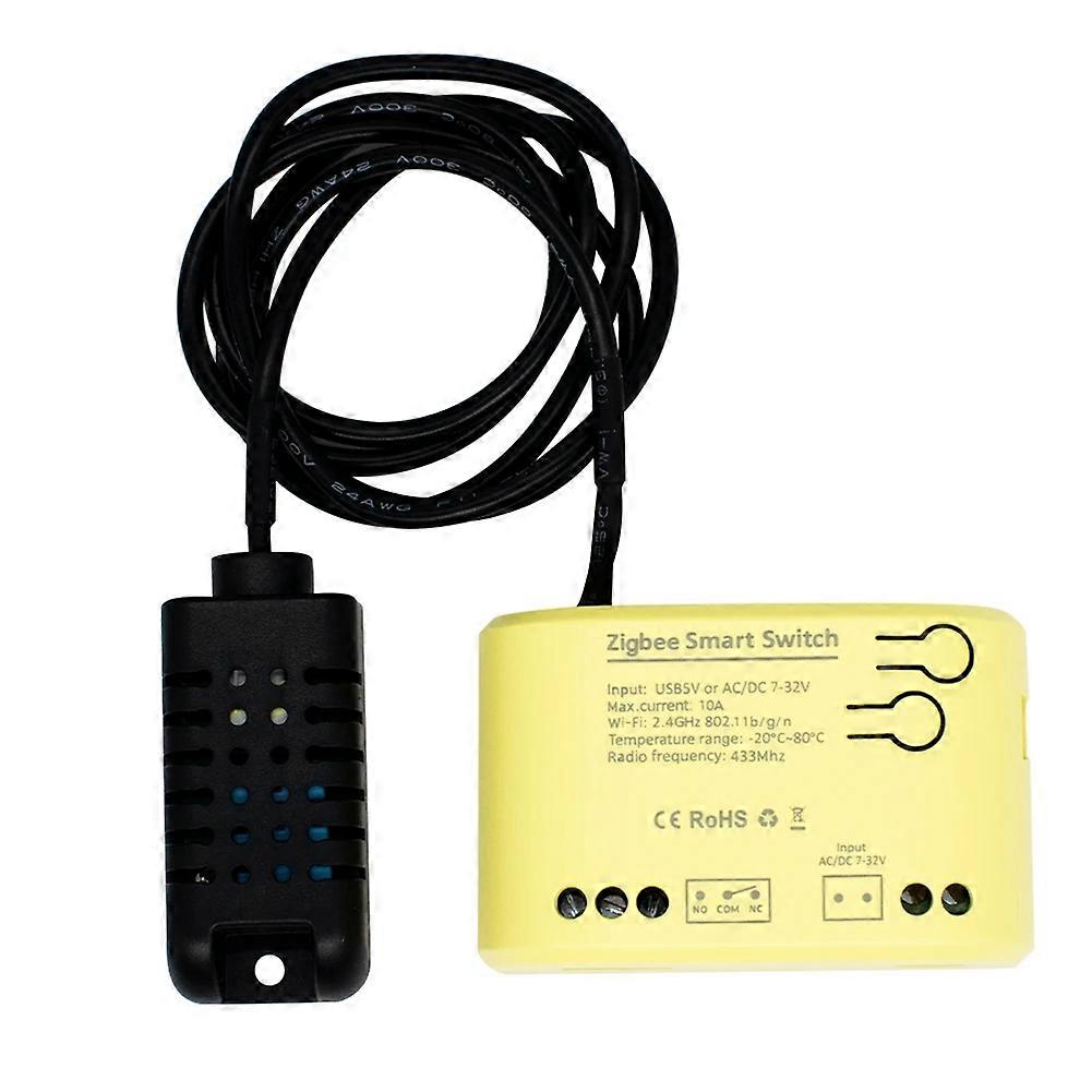 Zigbee Smart Switch Temperature Humidity Sensor 1CH Relay Controller Tuya Smart Life APP Wireless Controller 7-32V