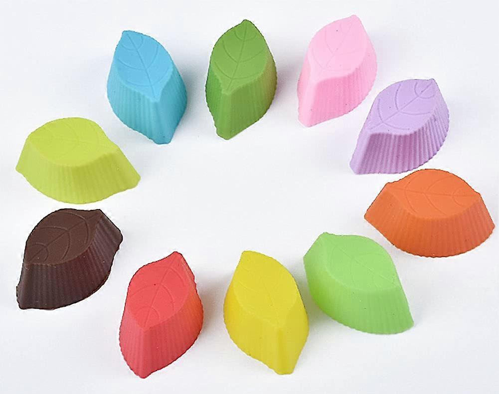 Silicone Cupcake Baking Molds Set of 10, 3cm Reusable Muffin Cups for Kitchen Baking (Random Color)