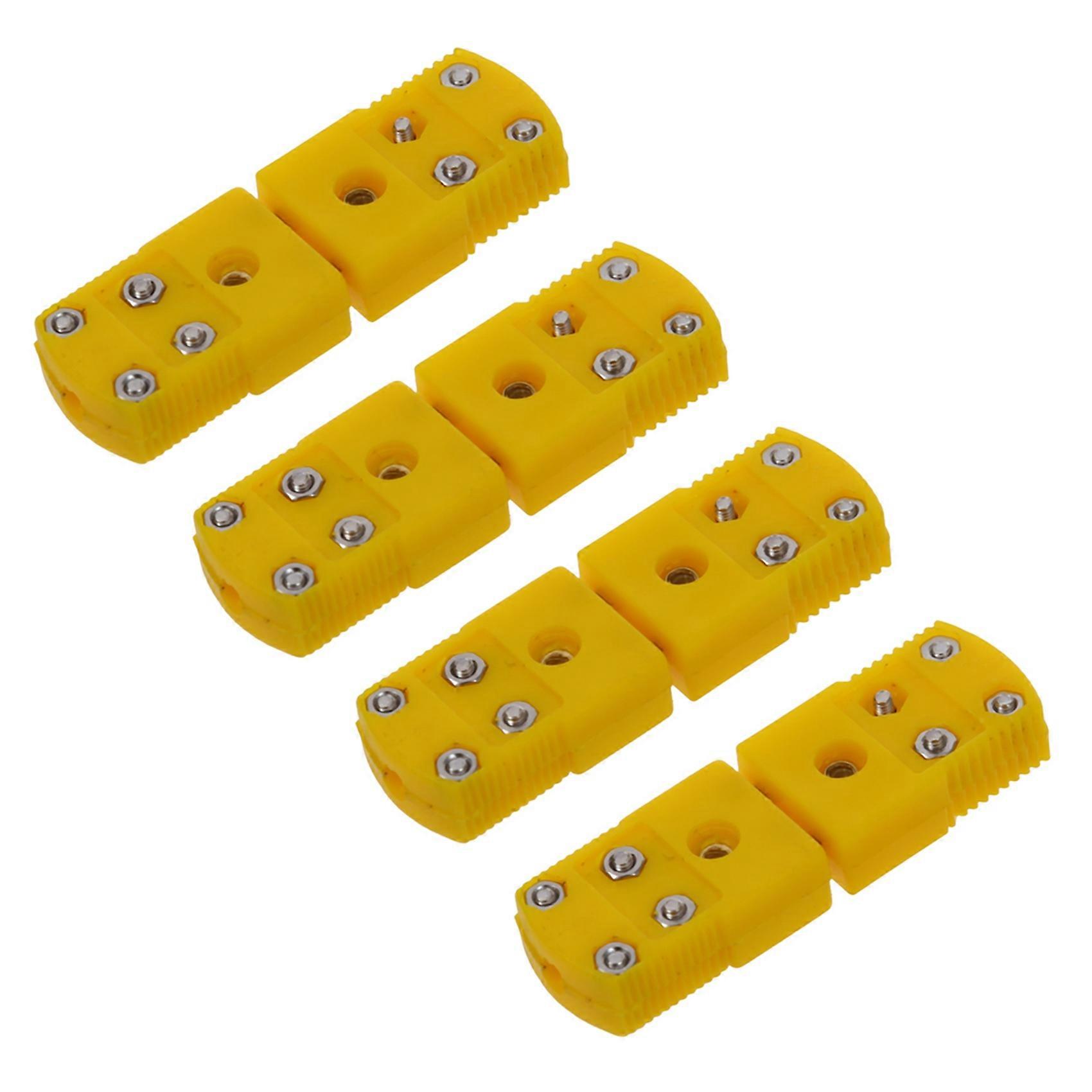 4X Yellow Plastic Shell K Type Thermocouple Plug Socket Connector Set