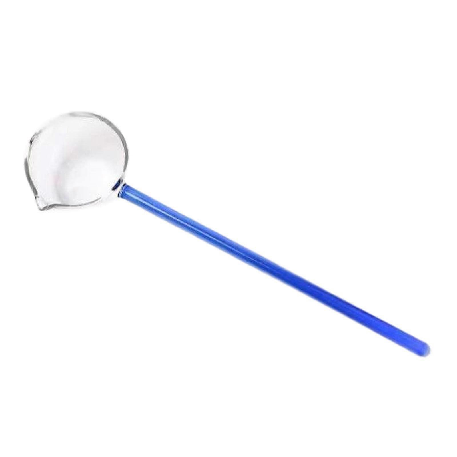 Borosilicate Glass Soup Ladle Heat Resistant Long Handle Cooking Spoon for Hot Liquids Blue
