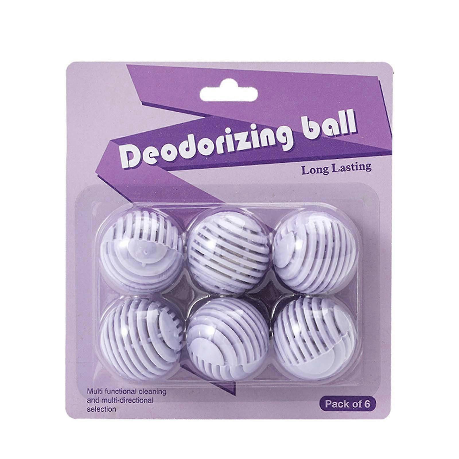 Sneaker Deodorizer Balls Set of 6 – Shoe Odor Eliminator for Gym Bag, Closet, Locker, Hamper (Purple)