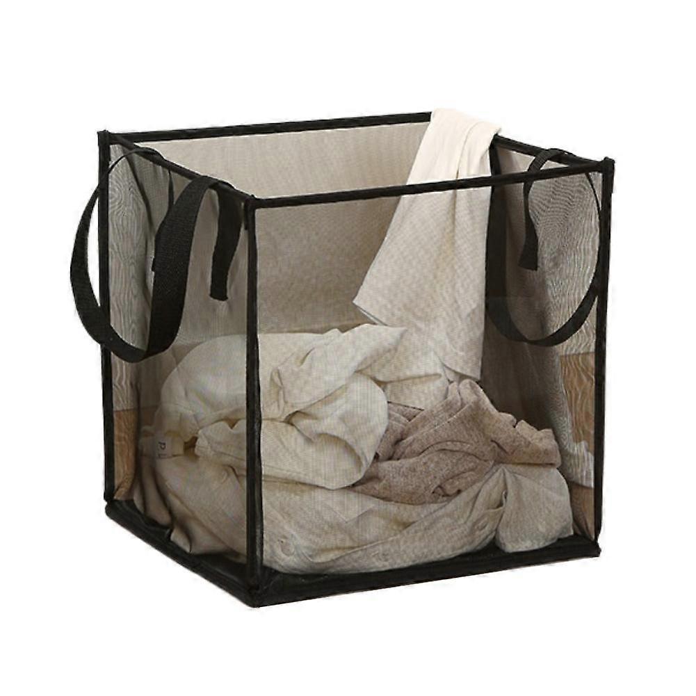 Foldable Laundry Hamper Basket with Handles, Large Collapsible Mesh Clothes Bin for Storage, Square Laundry Sorter for Bathroom