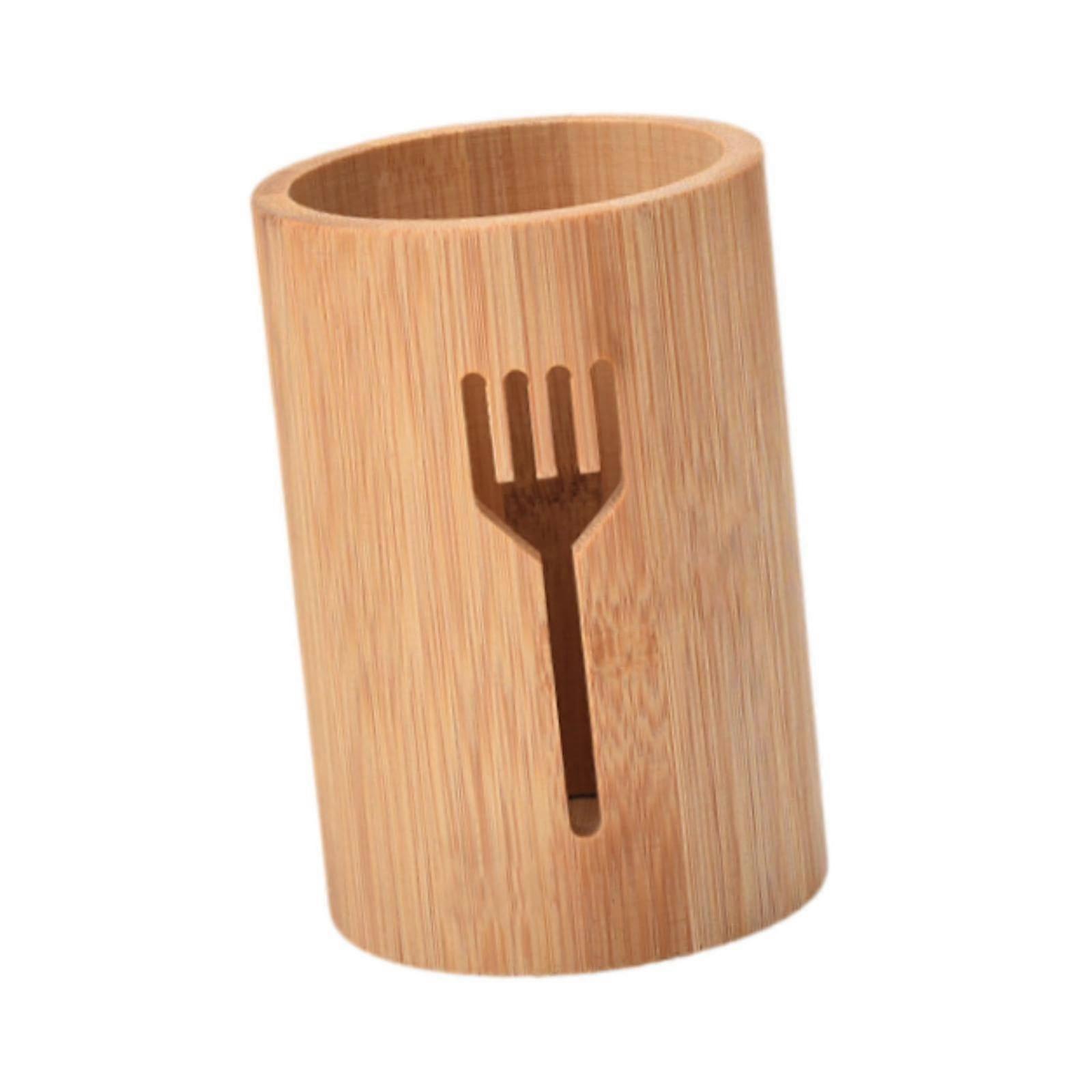 Bamboo Utensil Holder Cutlery Organizer for Kitchen Countertop and Party Durable SpaceSaving Design