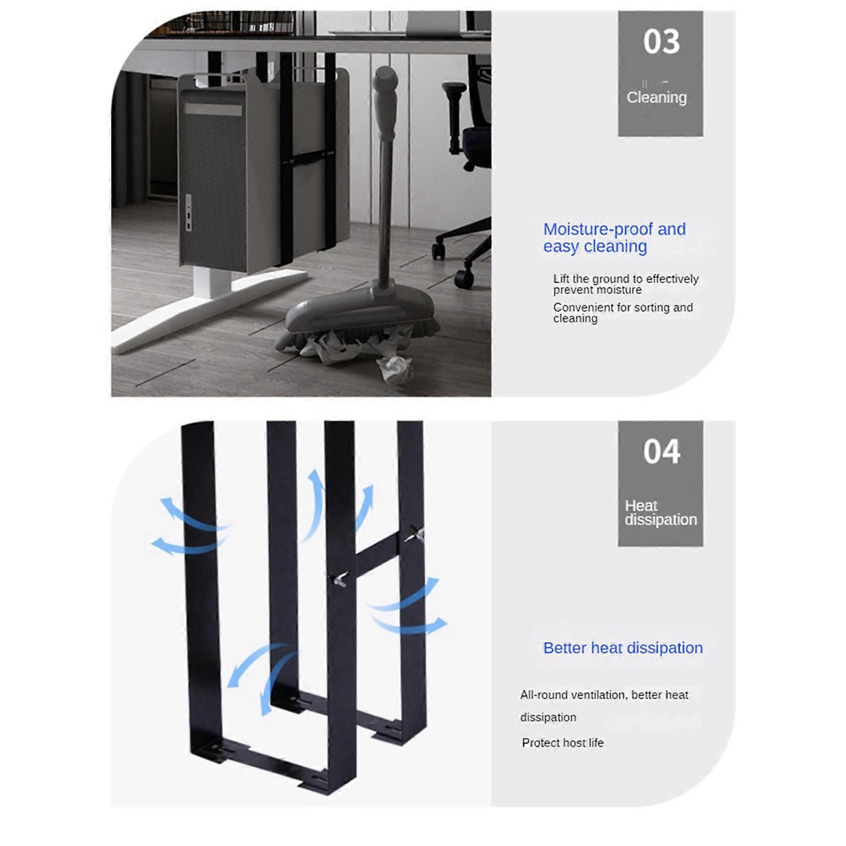 2 Set Under Desk PC Mount Bracket for Computer Case Computer Mainframe Hanger Host Box Stand Bracket Rack Black
