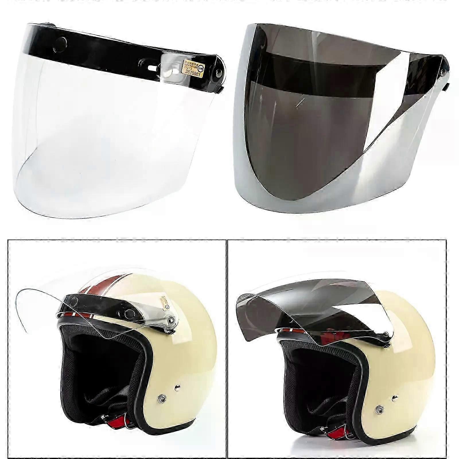 Retro Open Face Wind Shield Retro 3 Snaps Helmet Visor Wind Shield Lens Universal Helmet Clear Anti-Fog Rainproof