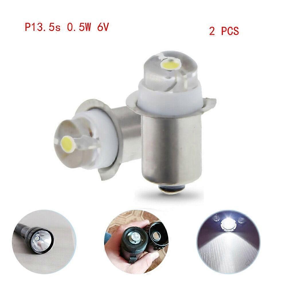 2pcs 3/4.5/6V 0.5W 6000K White LED P13.5S Replacement Bulb for Flashlight Torch