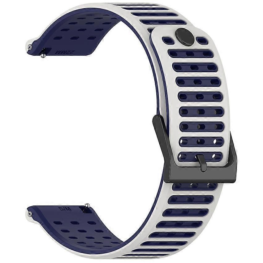 Liquid Silicone Watch Strap 22MM Universal Watch Band for SUUNTO Vertical2 (White Blue) 