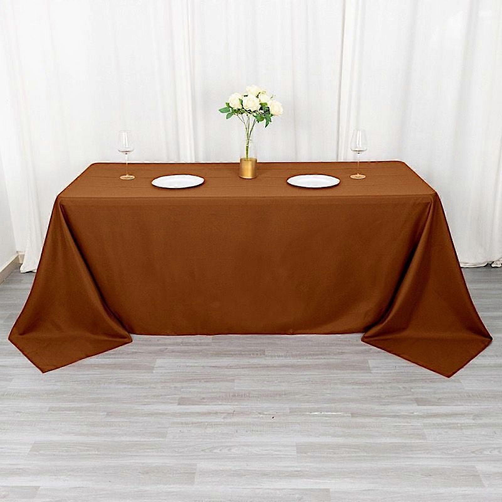 BalsaCircle 90" x 132" Polyester Rectangular Tablecloth Cinnamon Brown