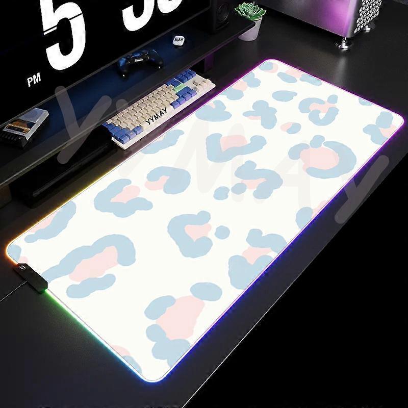 Large LED Desk Mats RGB Computer Mousepad Leopard Print Design 90x40cm Backlight Keyboard Mat Table Pad Gamer Luminous Mousepads
