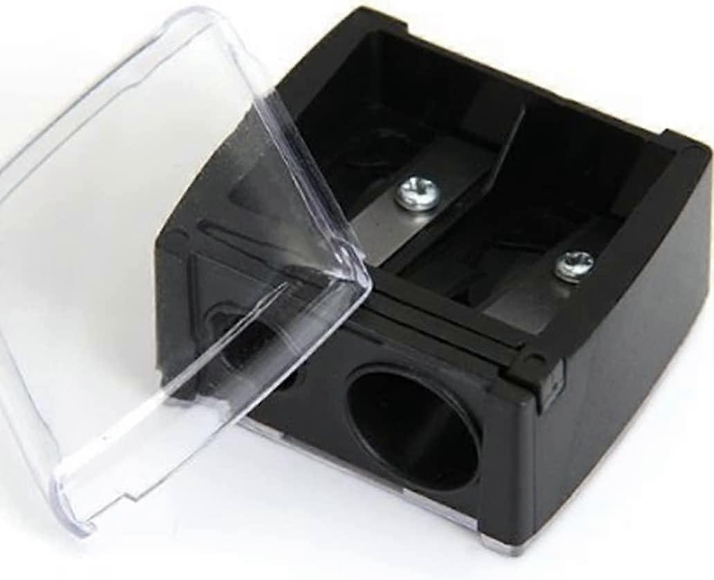 Dual Hole Makeup Pencil Sharpener with Cover for Eyeliner and Eyebrow