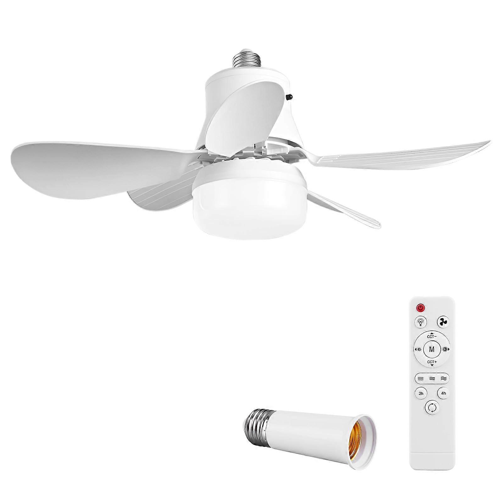 Ceiling Fan with Light Socket 52cm Round Low Noise for Dining Room Adjustable Brightness Modern Design