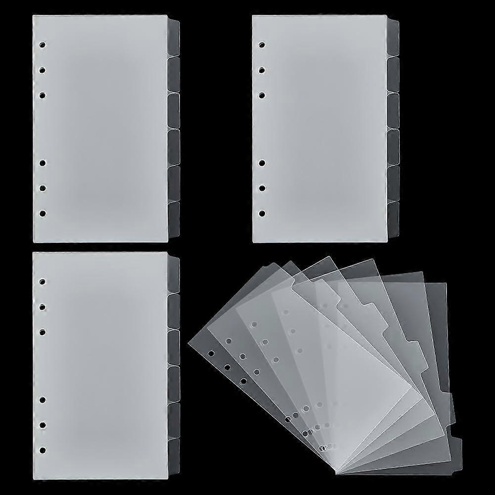 4 Set A6 Index Binder Dividers 6.7x4inch Clear 6 Ring Vertical Plastic Divider Frosted Recipe Card for Planner Loose Leaf Binders (24 Dividers)