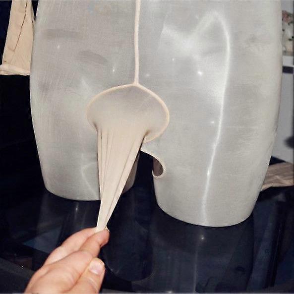 Men Bodystocking Super Shiny High Glossy Sheer Nylon Bodysuit Trunk Open Crotch