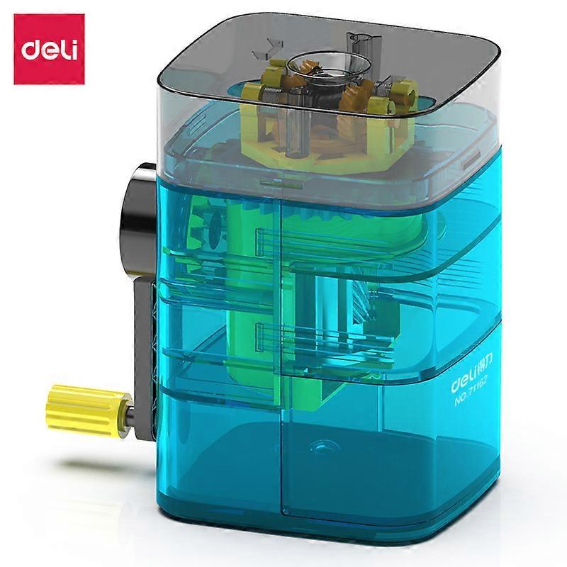 1pc Manual Pencil Sharpener, Desktop Pencil Sharpener, With Spiral Reel and Auto-Stop Function (Blue)