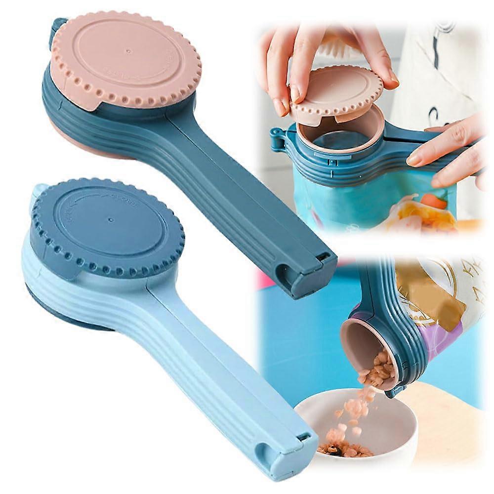 Bag Clips with Pour Spout, Reusable Food Bag Sealer Clip for Snacks and Grains (2 Pack)