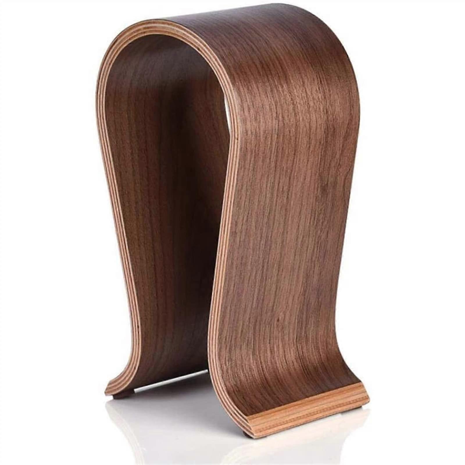Wooden Walnut Headphone Stand for Desk with Stable Nonslip Base and Dust Scratch Protection