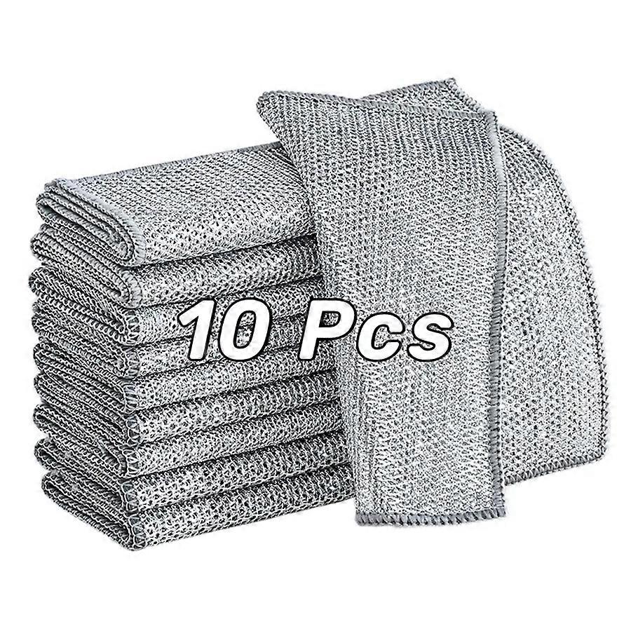 10 Pcs Multipurpose Rags for Wet and Dry Use Easy Rinsing��Double-Layer Reusable, Non-Scratch Wire Dishcloths Kitchen Cleaning