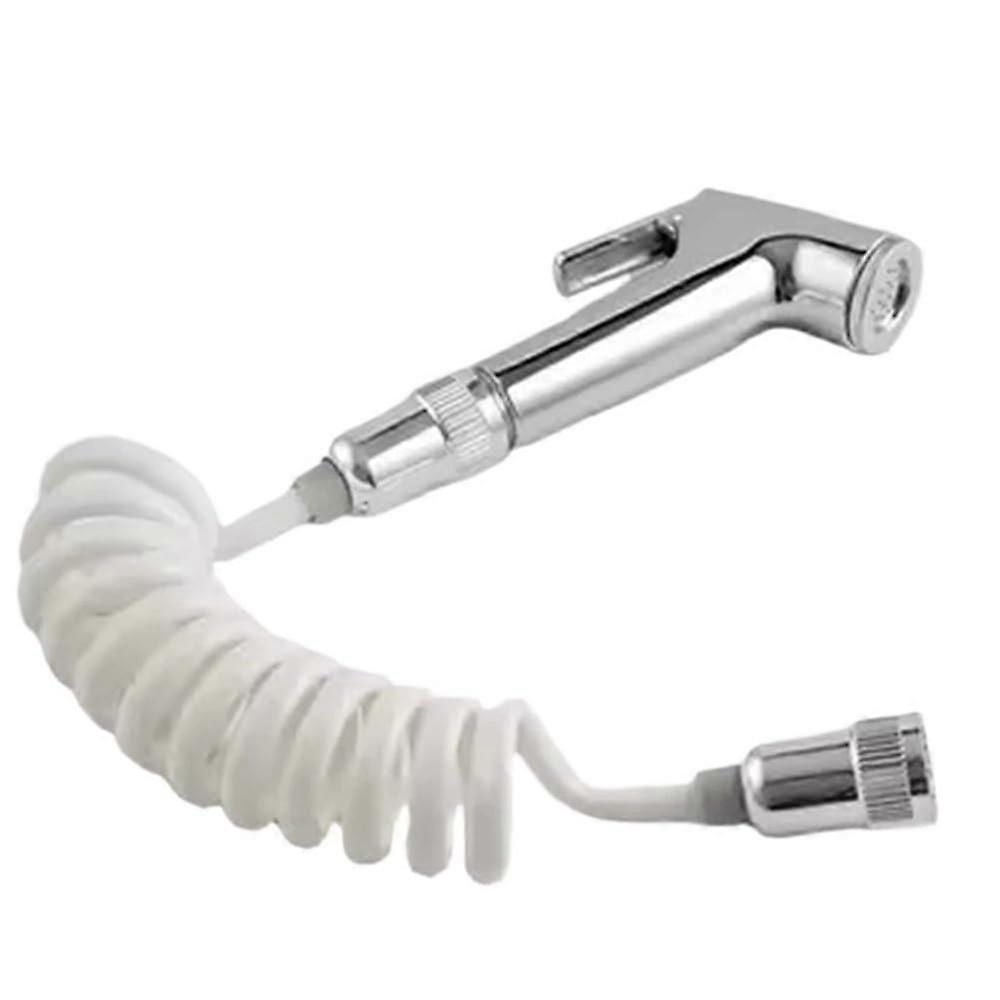 Dual Handle Stainless Steel Faucet with 1 in 2 out Handheld Bidet Toilet Sprayer, RustResistant Silver