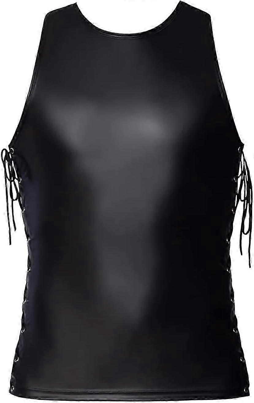 Herren Lackleder Slips String Dessous Herrenunterwäsche Lederoptik Schwarz L