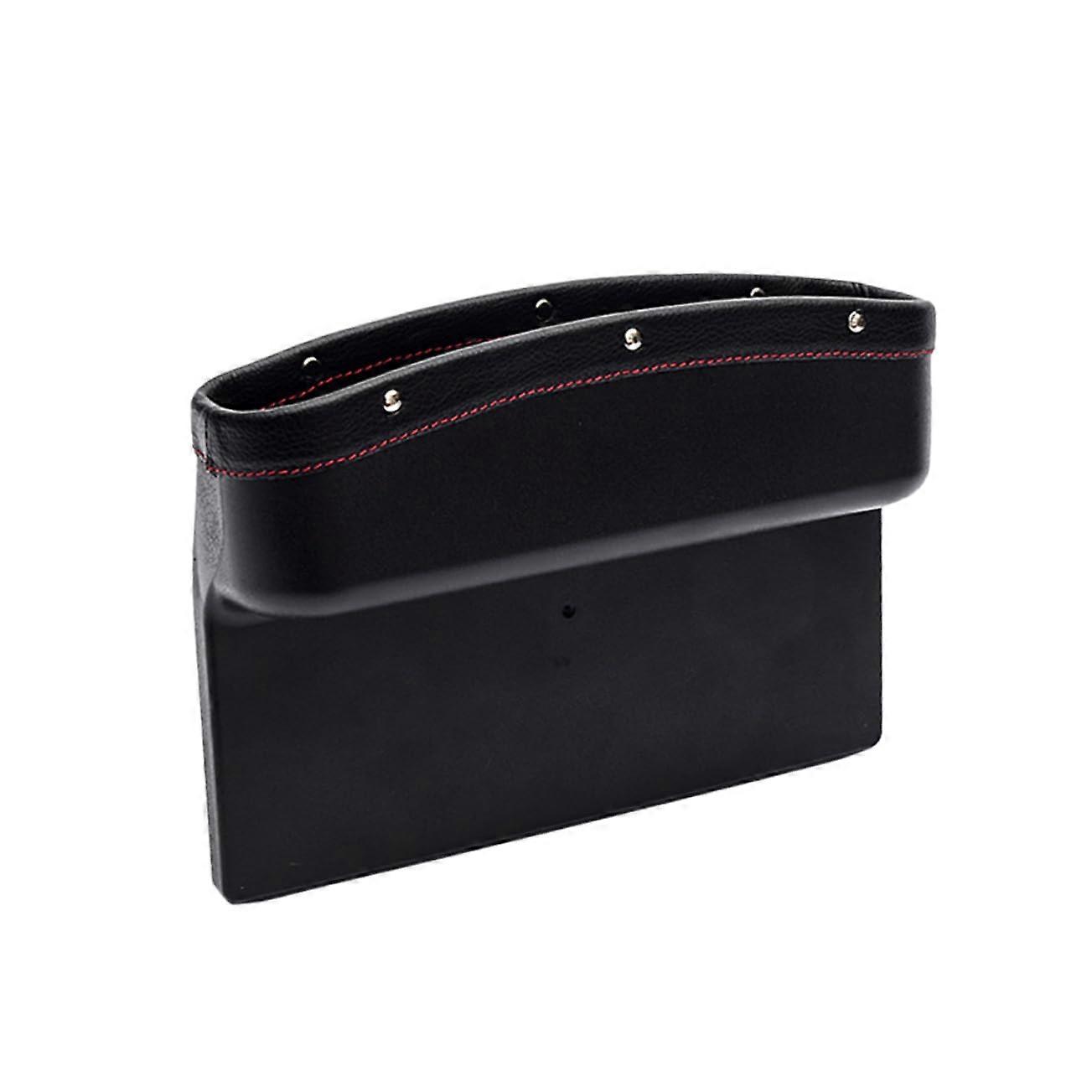 Luxury Leather Car Trash Can Multifunctional Garbage Bin for Seat Gap with Storage for Coins Phones Cards Black