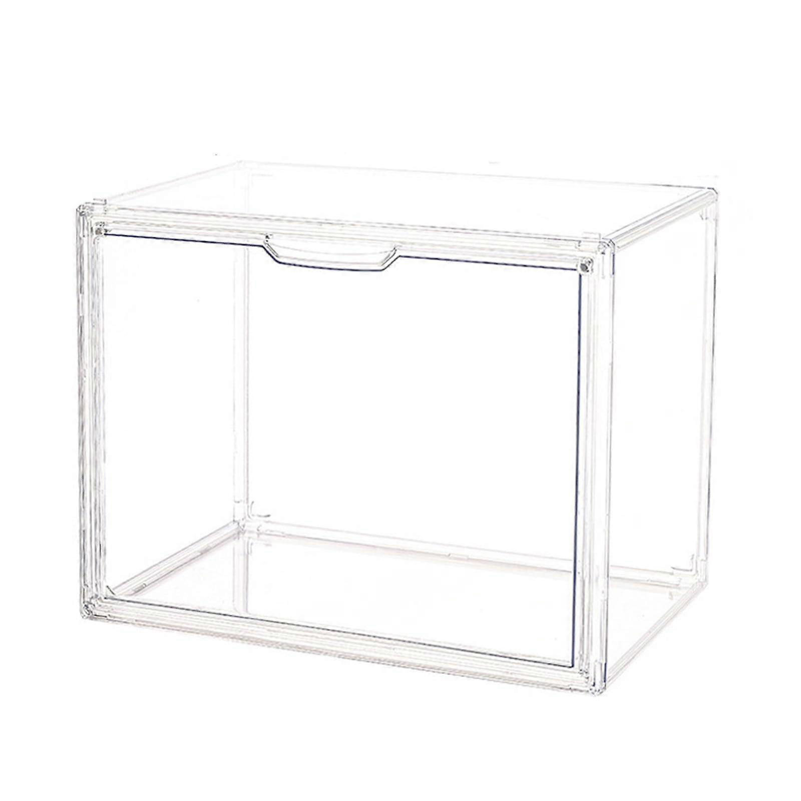 Clear Storage Bin Transparent Stackable Shoe Box with Magnetic Door Dustproof Organizer 1 Pack