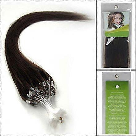 18 Inch Micro Ring Loop Human Hair Extensions Straight #04 Medium Brown 100 Strands Glue