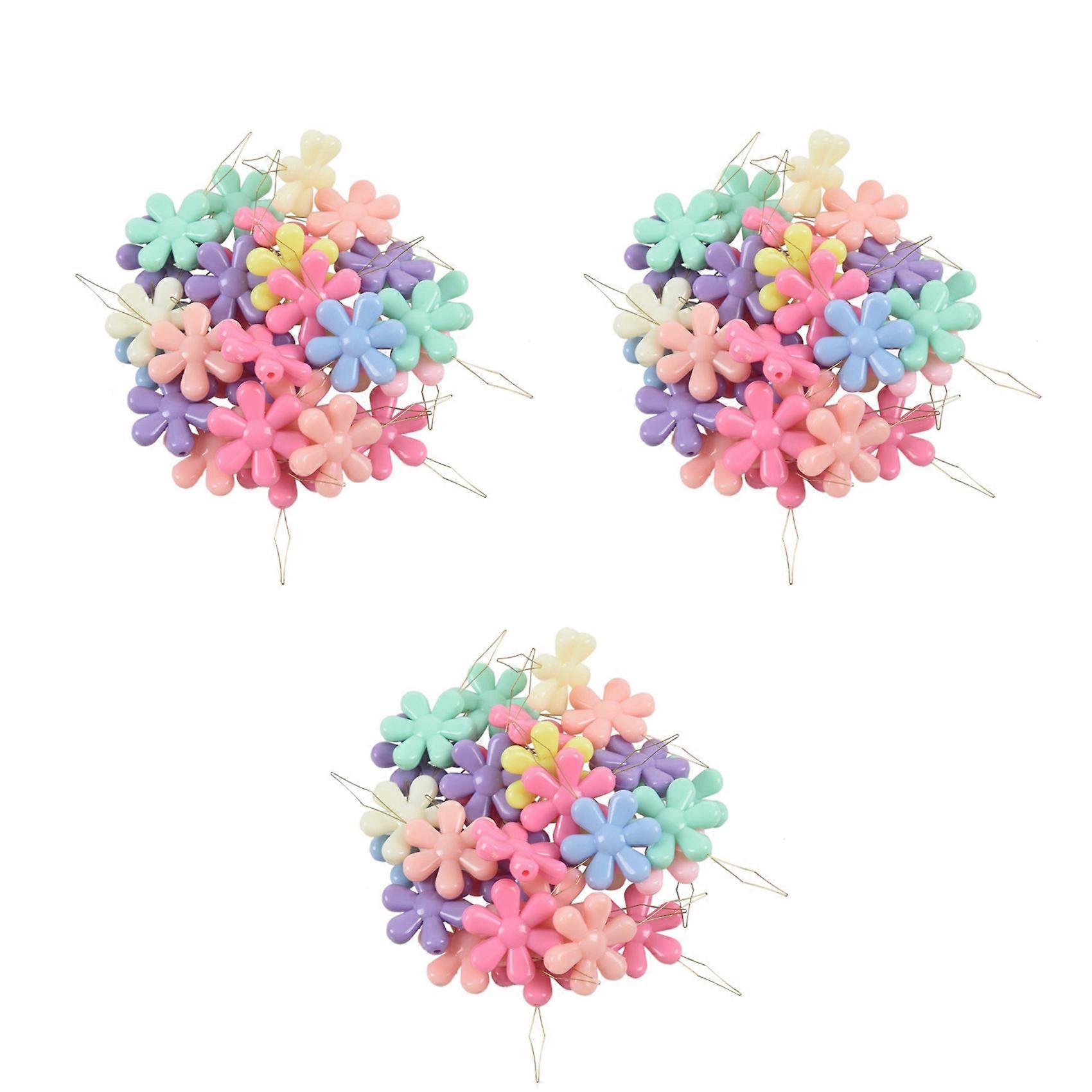 90Pcs Random Color Plastic+Metal Flower Head Wire Loop DIY Needle Threader Stitch Insertion Hand Machine Sewing Tool