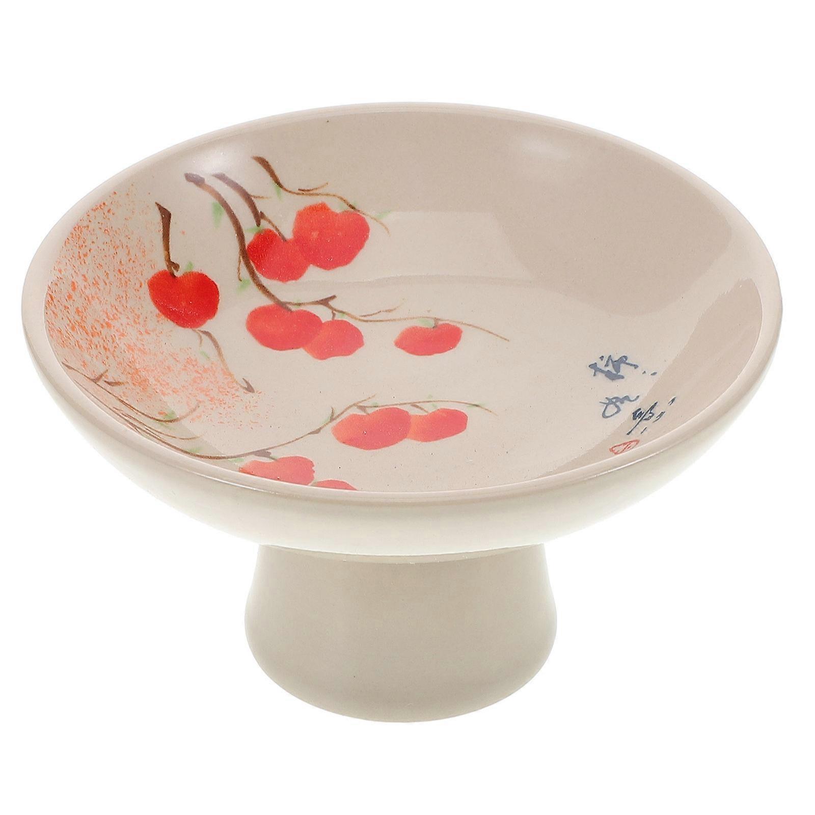 Ceramic Footed Fruit Plate for Serving Desserts and Snacks
