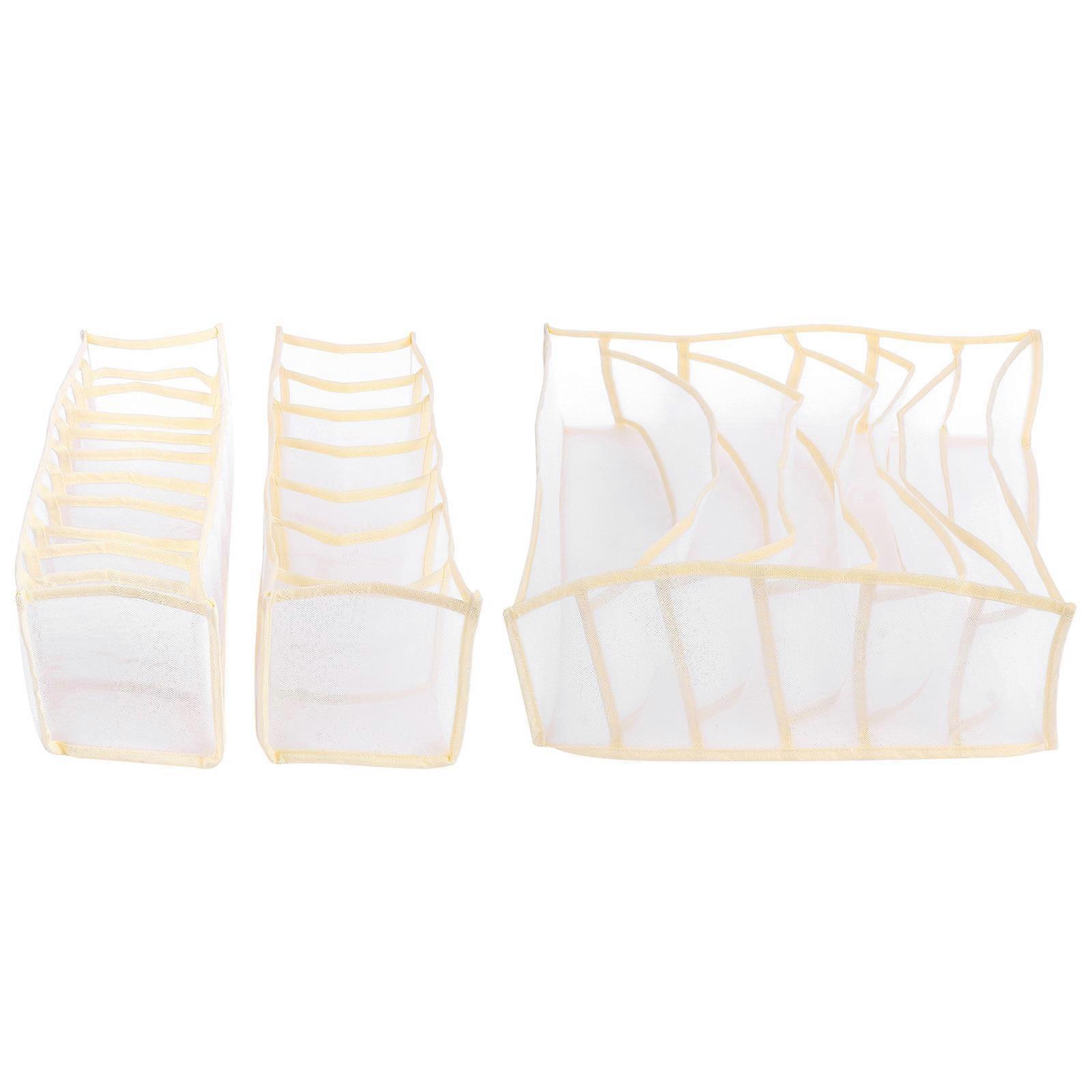 Beige Underwear Storage Boxes for Home Use 3Pcs Organizer