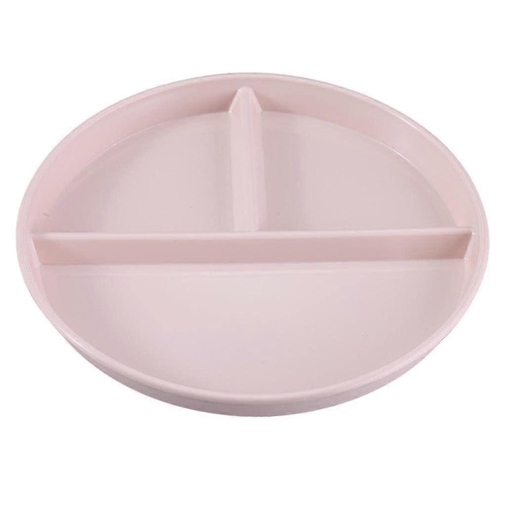 Divided Dinner Plate 3 Compartment 22cm Lightweight Reusable Kids Training Plate Pink