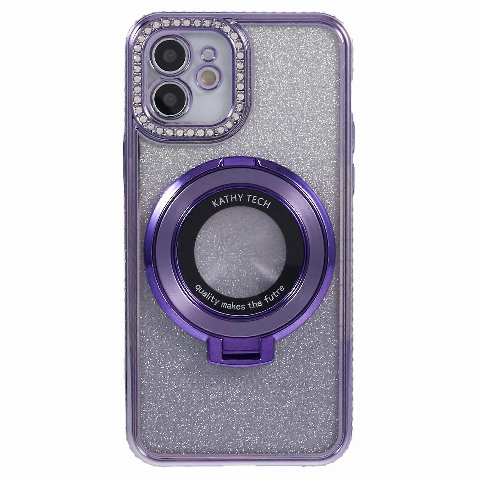 For iPhone 11 Cell Phone Case Gradient TPU Cover with Kickstand/Rhinestone