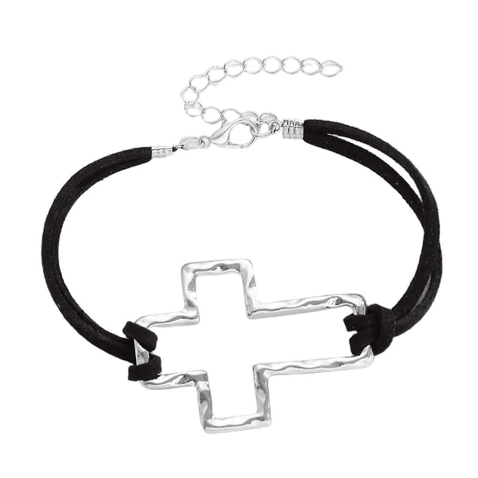 Contemporary Openwork Crosses Bracelet Versatile Adjustable Feature Constructed With Alloy Materials For Formal Event Multicolor
