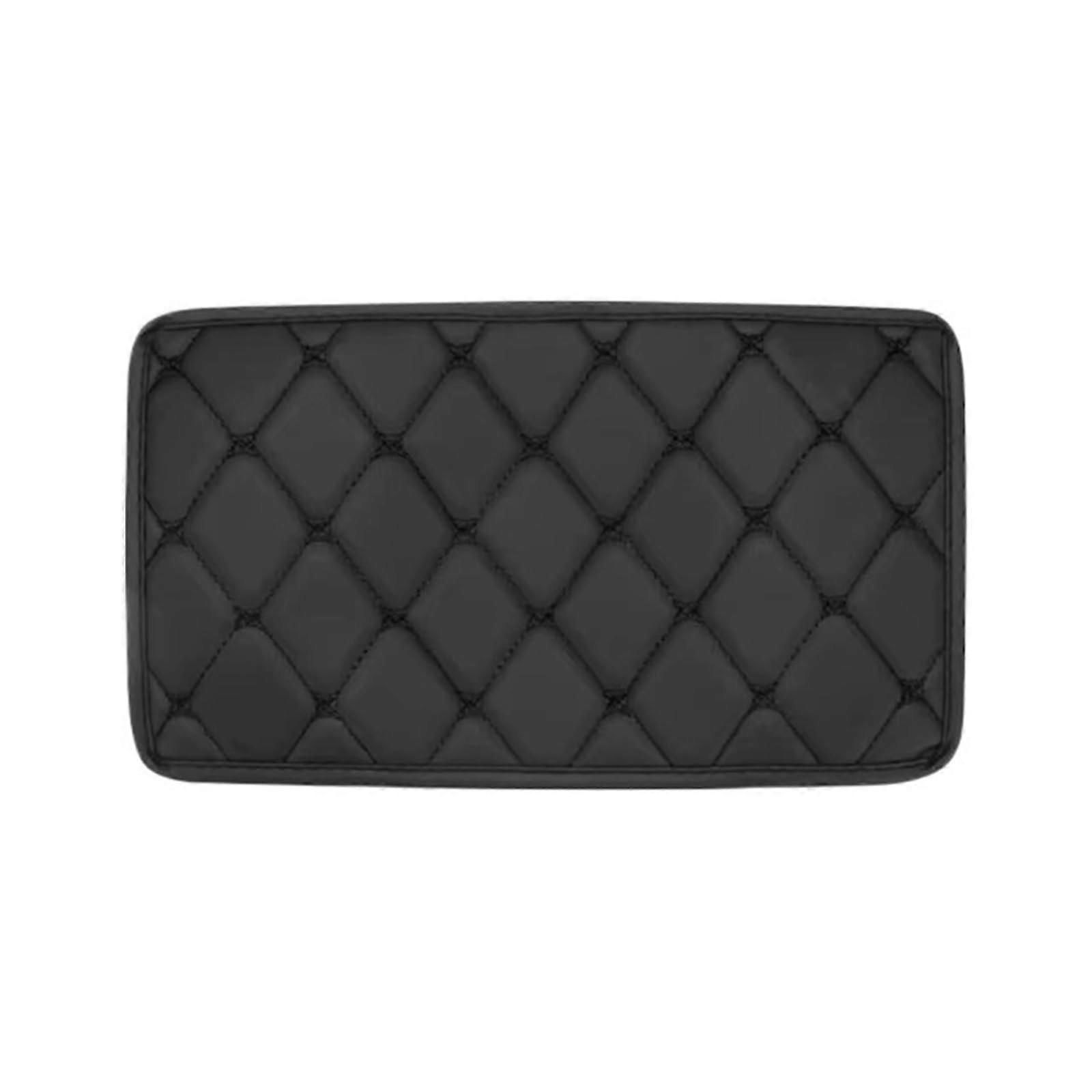 Universal Car Armrest Organizer Leather Cushion Cover with Storage Box DustProof Protector Black