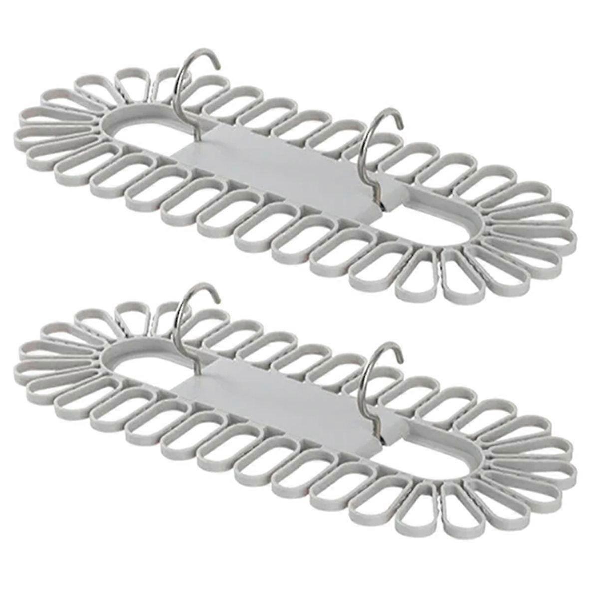 2pcs Socks Drying Rack Space Saving Multifunctional Clothes Hanger with 32 Clips Stable Underwear Ha