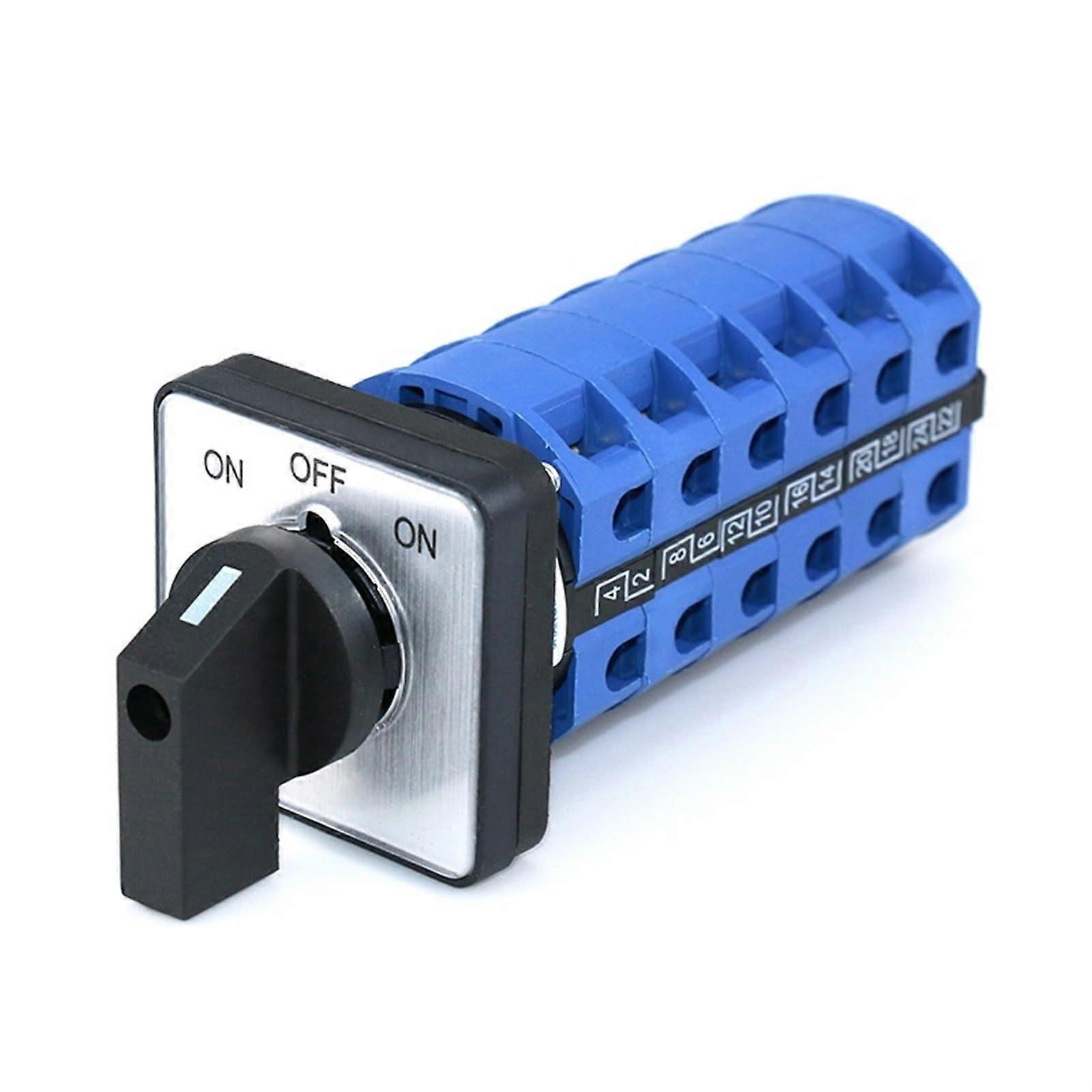 6 Phase 3 Position Cam Switch 25A 660V Panel Mount Rotary Switch 24 Terminals ONOFFON