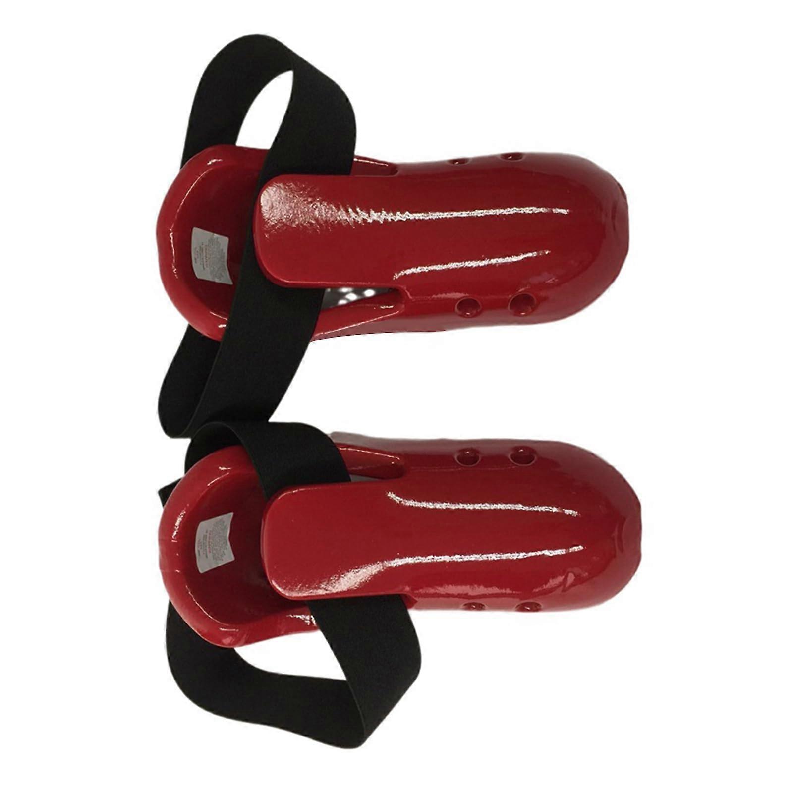 Taekwondo Foot Protector with Secure Adjustable Strap for Karate Training Adults Red M