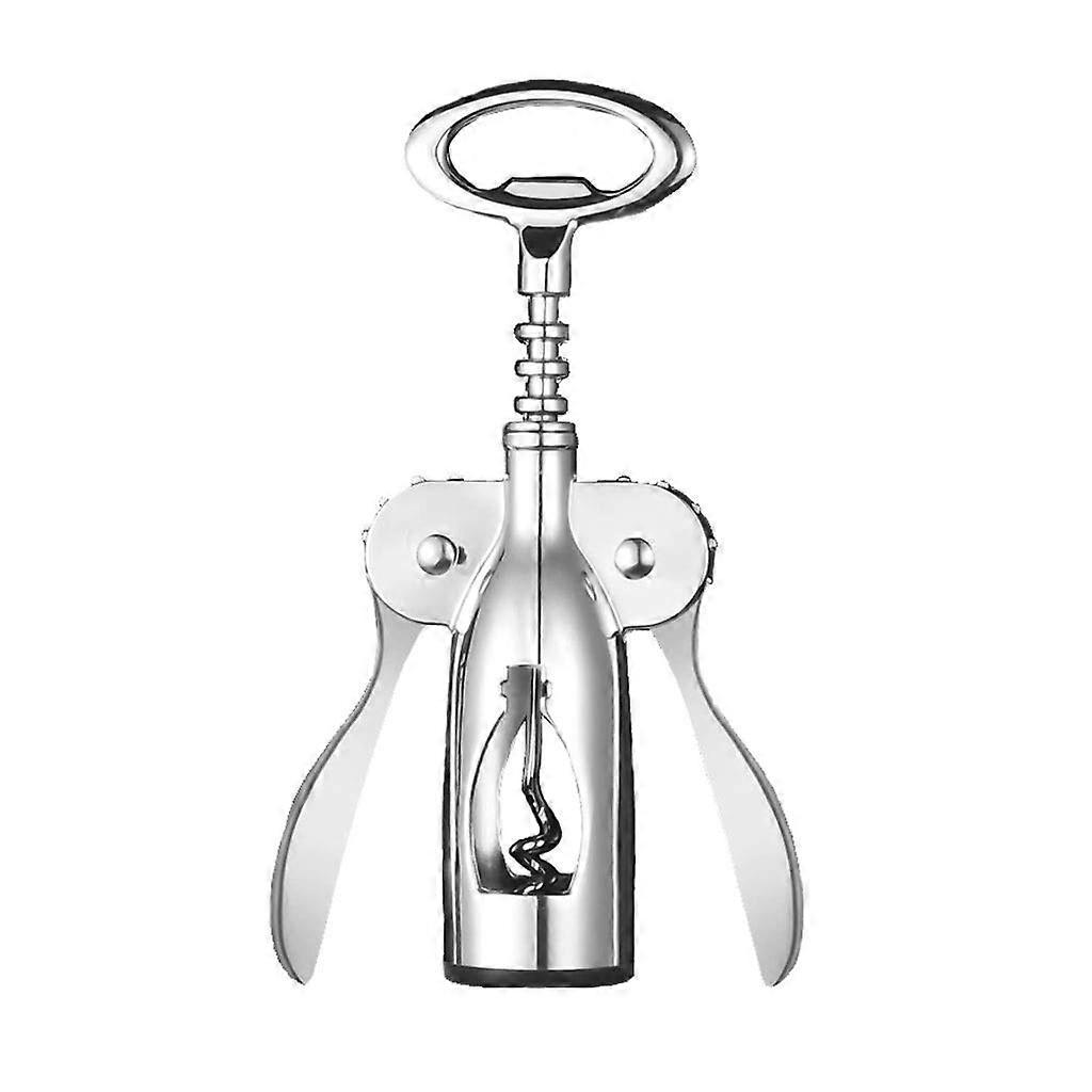 Wine Opener Corkscrew with Ergonomic Handle, Stainless Steel Multifunctional Bartender Tool, Compact Silver