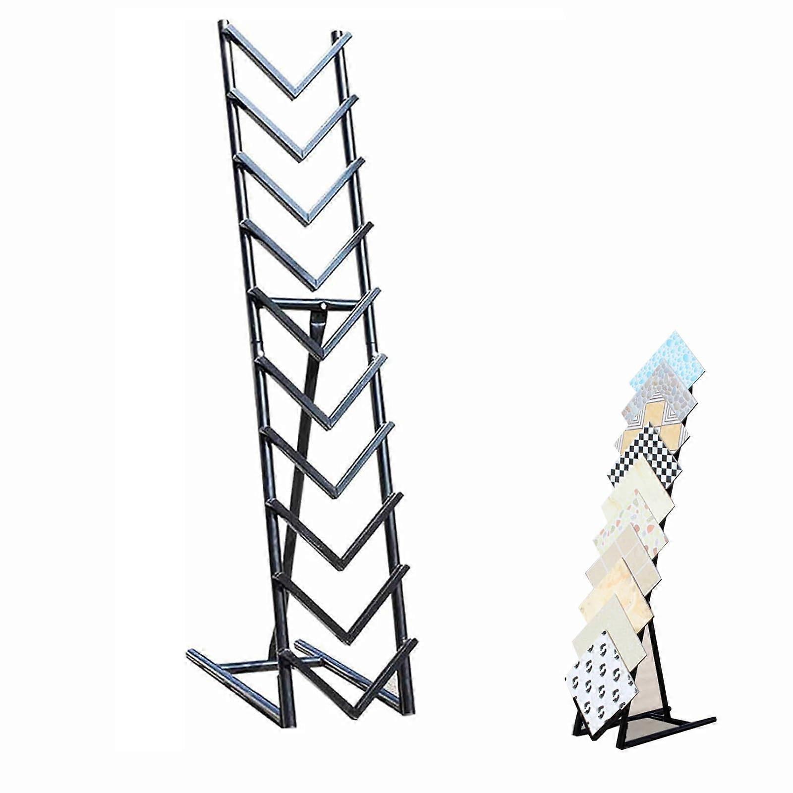 Heavy Duty Floor Standing Tile Display Rack with 10 Slots for Large Ceramic Tile Samples