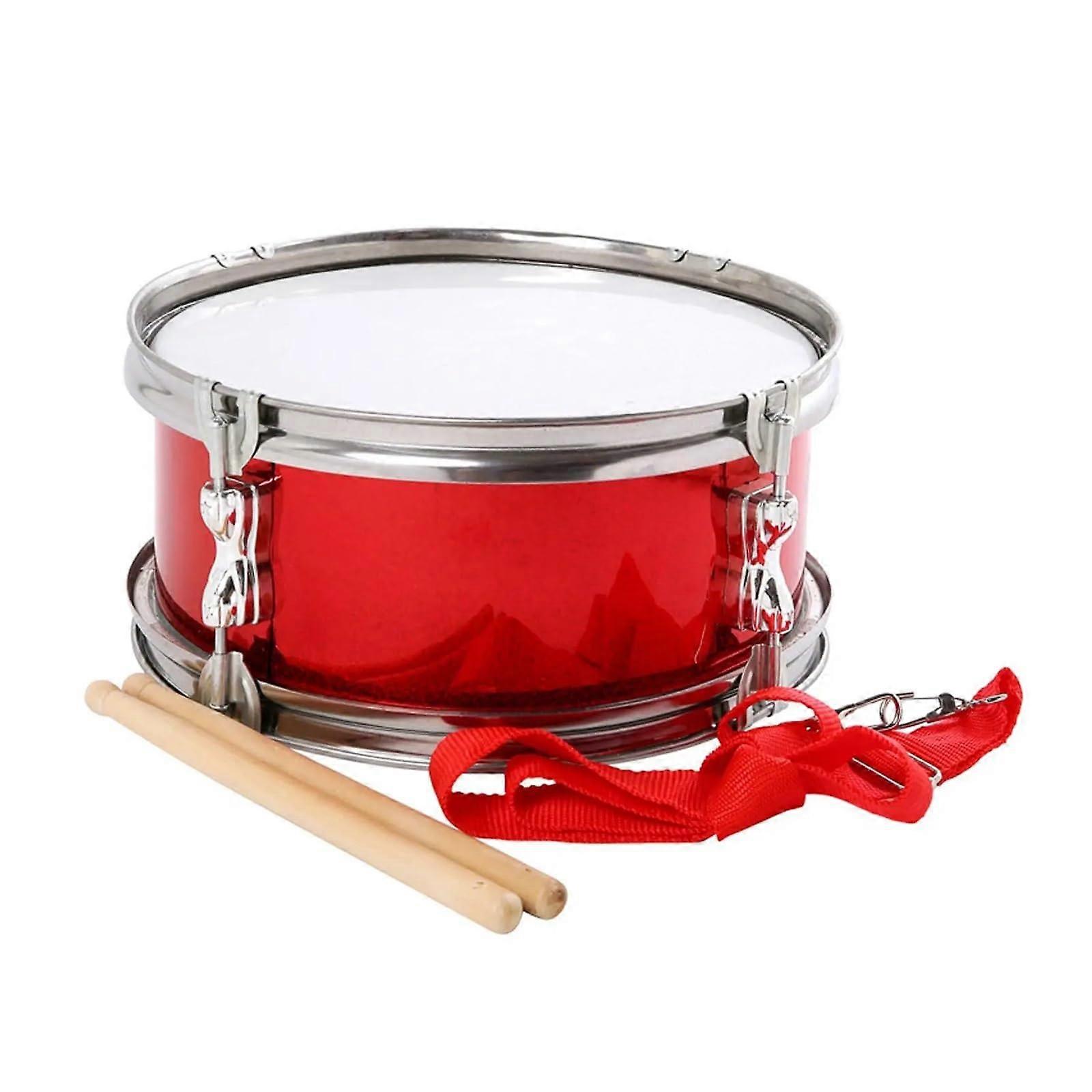 11 Inch Marching Snare Drum for Beginners with Shoulder Strap, Durable Stainless Steel Shell