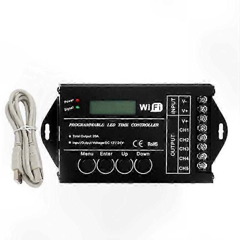 WiFi RGB LED Controller TC421 5 Channel 20A DC 12V/24V Programmable Timer