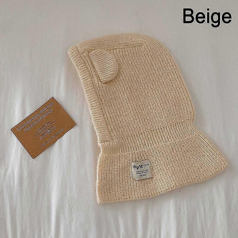 Cute Bear Ear Kids Winter Knitted Balaclava Hat